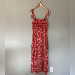 Red and White Maxi Sundress with Spaghetti Straps